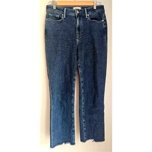 Paige Cindy Crop Jeans Denim, Blue  Raw Hem,  93% Cotton, Sz 28